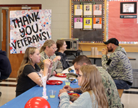 Veterans and students enjoy the EMS NJHS Veterans Day luncheon 